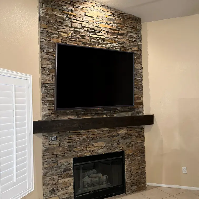 fireplace surround stone wall installation las vegas